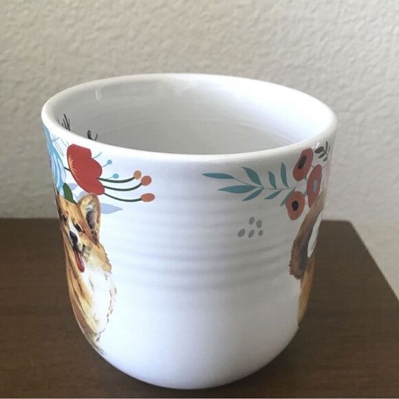 Hey Corgeous! Corgi Dog Puppy Coffee Tea Mug 
White Multicolor Floral Gift Idea - Picture 4 of 7